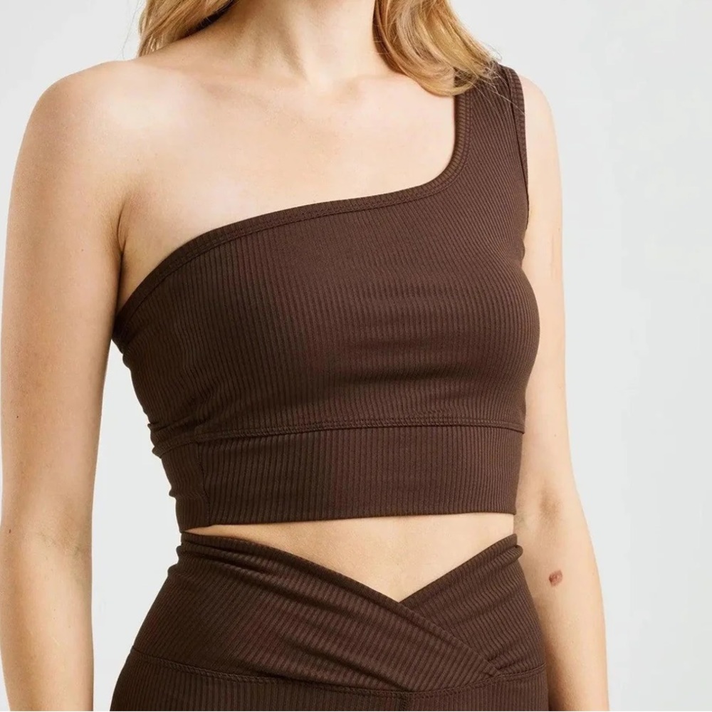 YEAR OF OURS SET! brown workout set. One Shoulder top and 7/8 Legging. Brand new